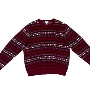 Grandpa Sweater-XL Dockers Men's Red Patterned Crewneck Sweater
